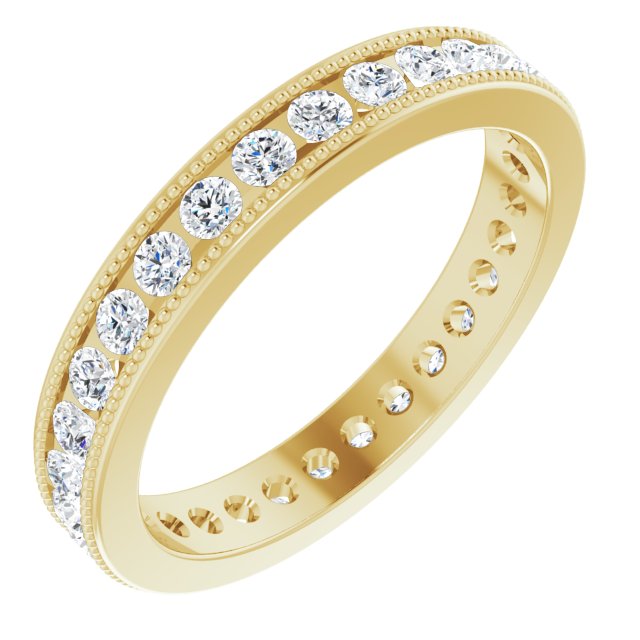 0.90 ct. Round Diamond Eternity Band MIlgrain Accent Ring-VIRABYANI